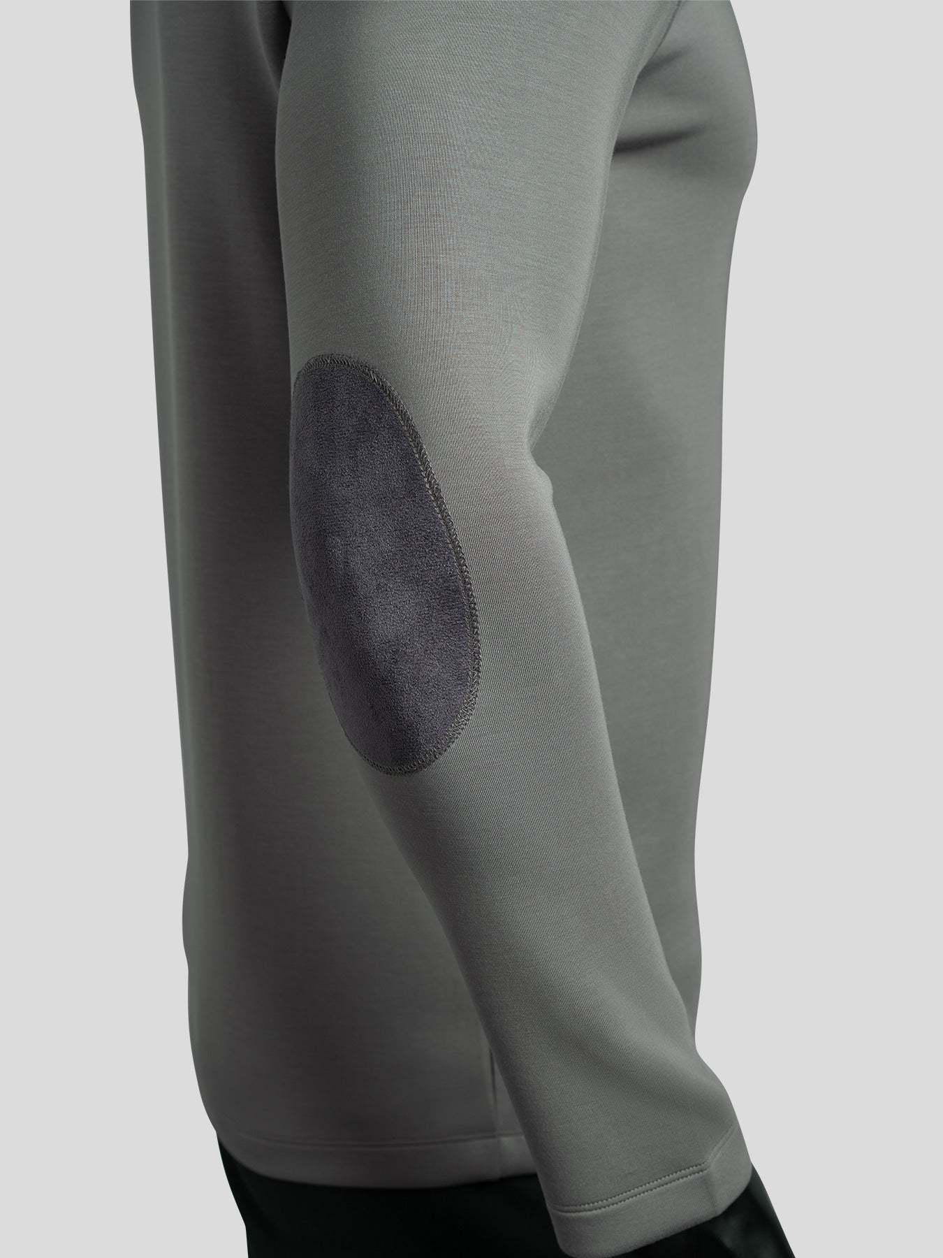 Modal Blend Elbow Patch Long Sleeve Tee:Slim Fit