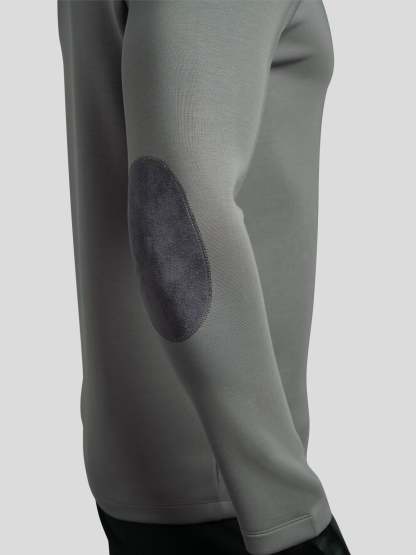 Modal Blend Elbow Patch Long Sleeve Tee:Slim Fit