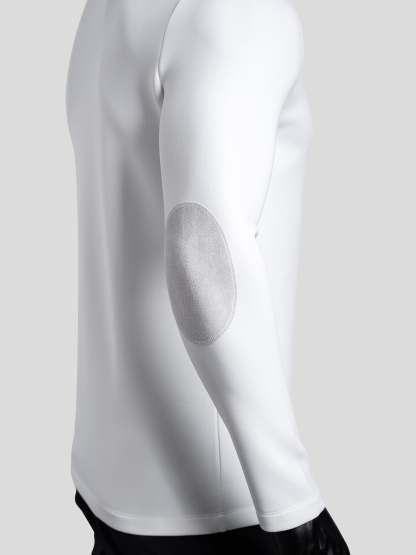 Modal Blend Elbow Patch Long Sleeve Tee:Slim Fit