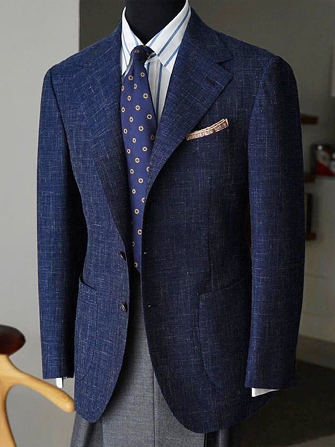 Men's Business Casual Two Button Large Pocket Solid Color Blazer