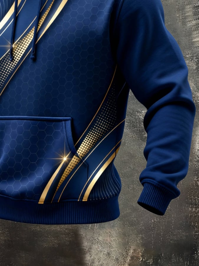 Men'S Vintage Color-Block Hooded Sweatshirt