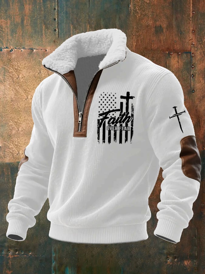 Men's Casual Faith Retro Textured Sweatshirt