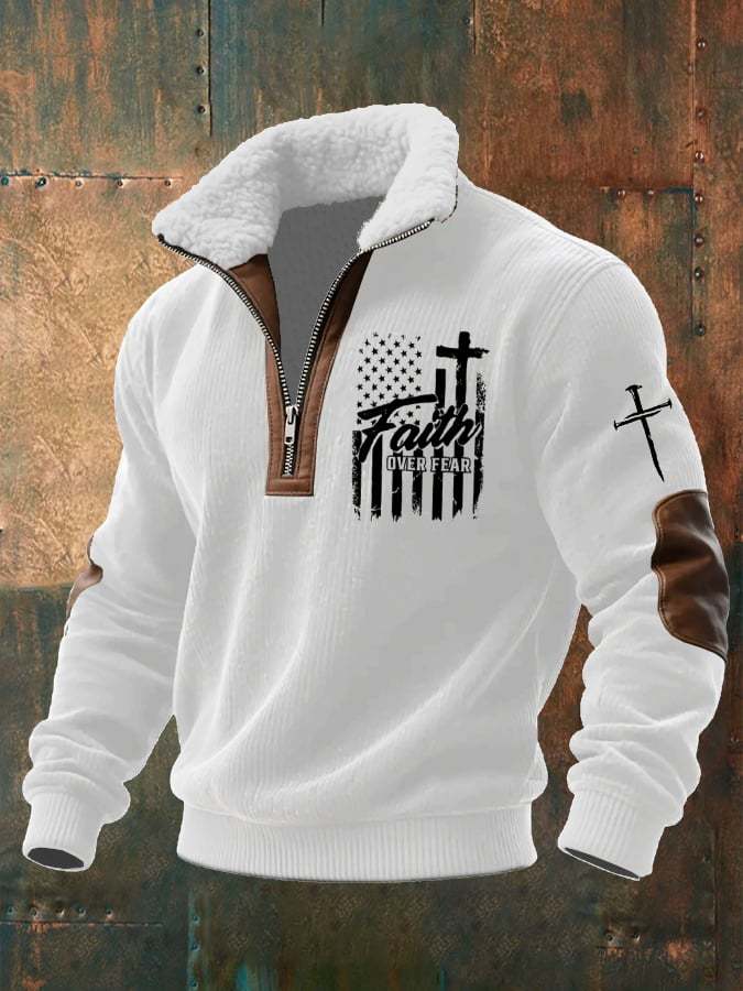 Men's Casual Faith Retro Textured Sweatshirt