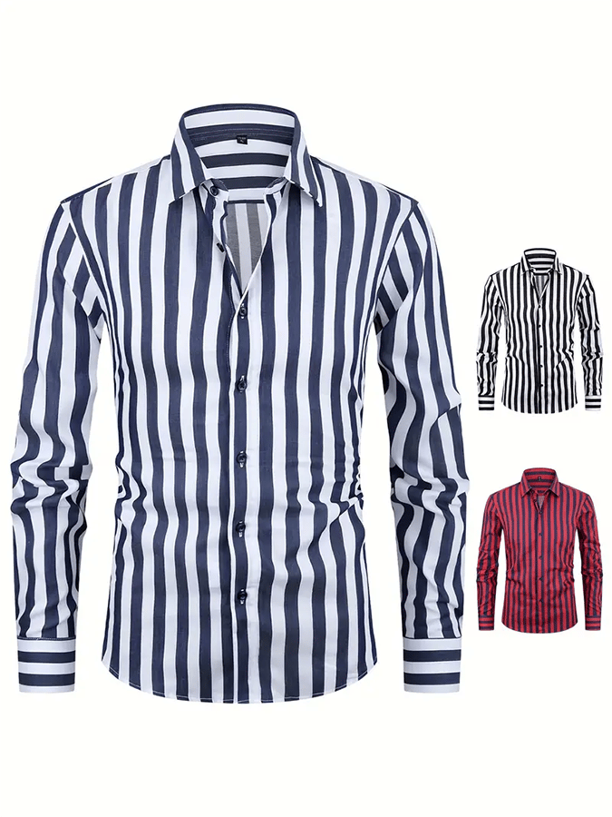 Men's Striped Business Casual Shirt