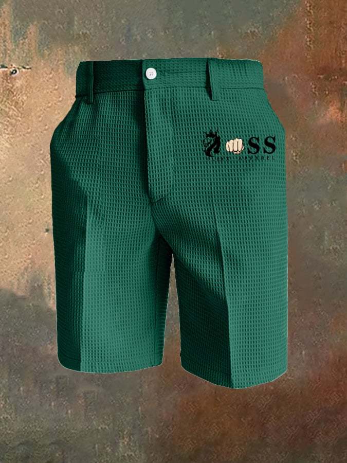 Men's All-Match Solid Color Waffle Zipper Pants