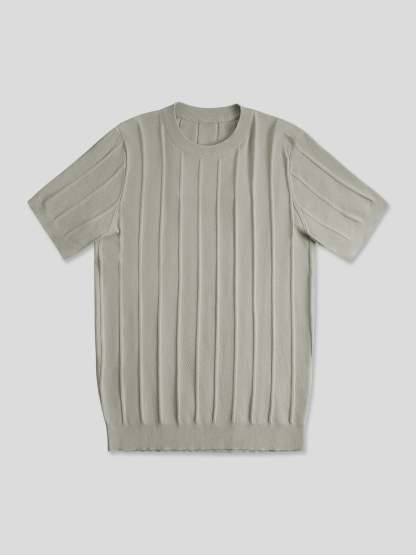 GentleKnit Breathable Striped Short Sleeve Knitted T-Shirt