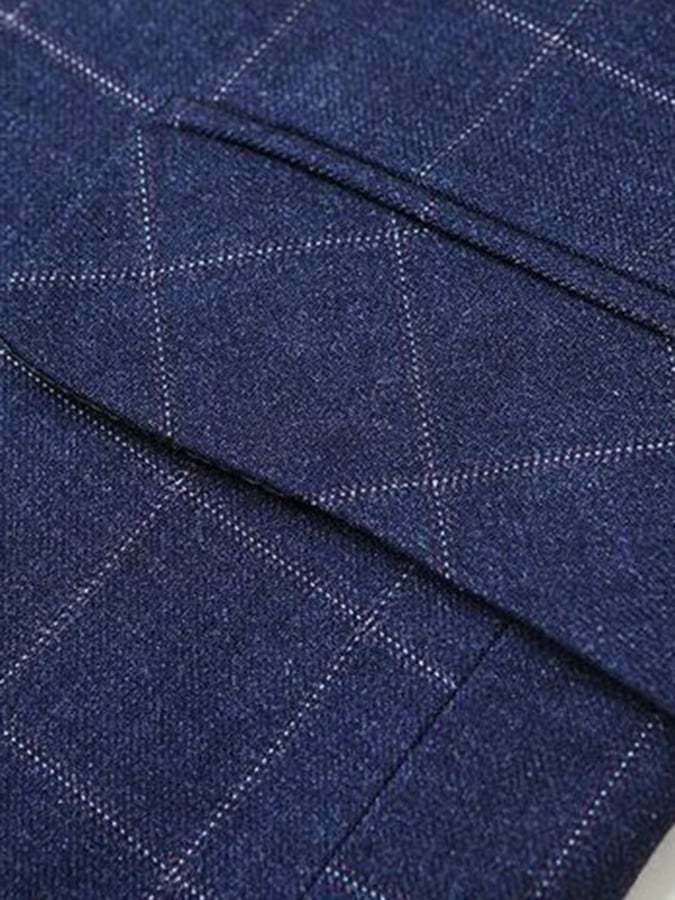 Men's Work Office Notched Collar Plaid Regular Fit Blazer