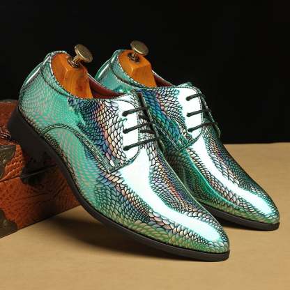 Men's snakeskin pattern leather shoes