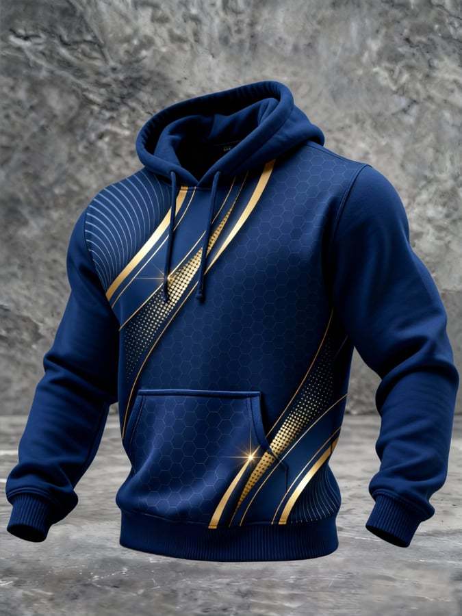 Men'S Vintage Color-Block Hooded Sweatshirt