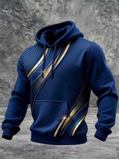 Men'S Vintage Color-Block Hooded Sweatshirt