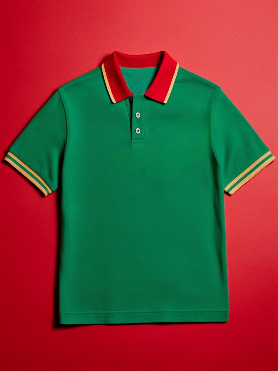Men's Business Casual Button Short Sleeve Polo Shirt