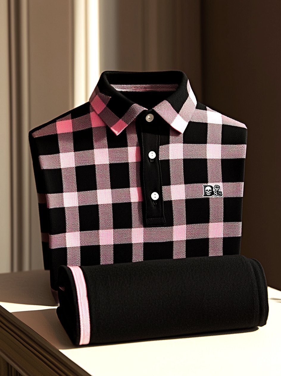 Men's Business Casual Button Short Sleeve Polo Shirt