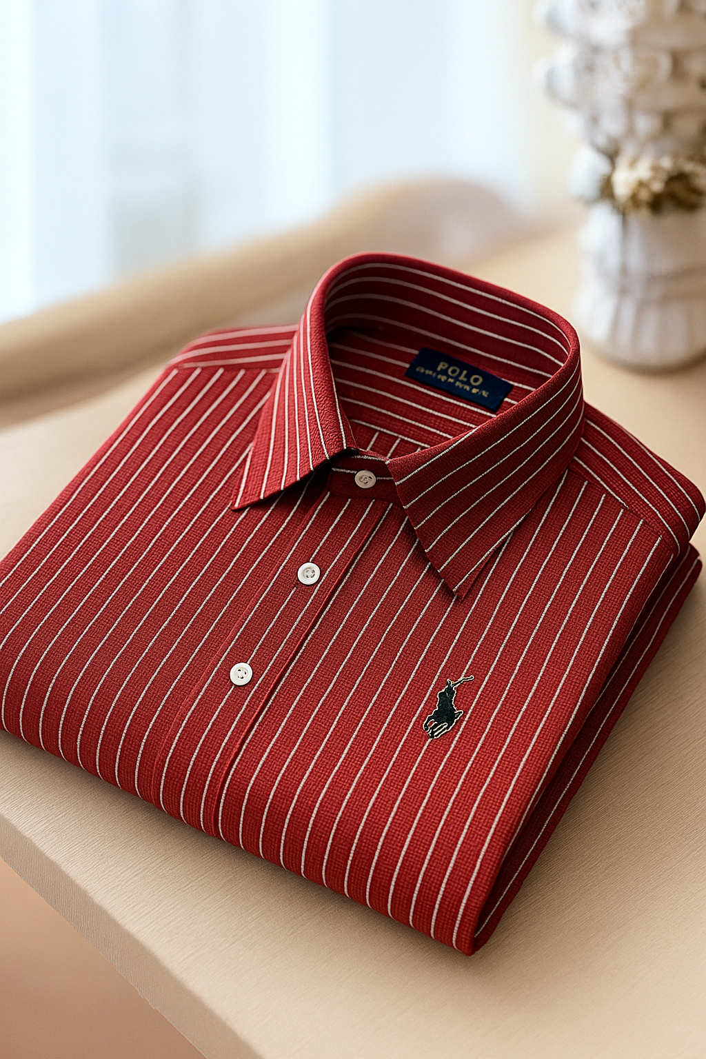 Men's Classic Casual Striped LOGO Short Sleeve Shirt