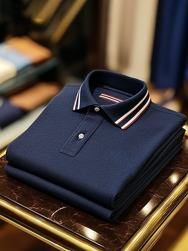 Men's Business Print Lapel Polo Shirt