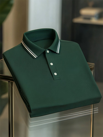 Men's Business Casual Button Short Sleeve Polo Shirt