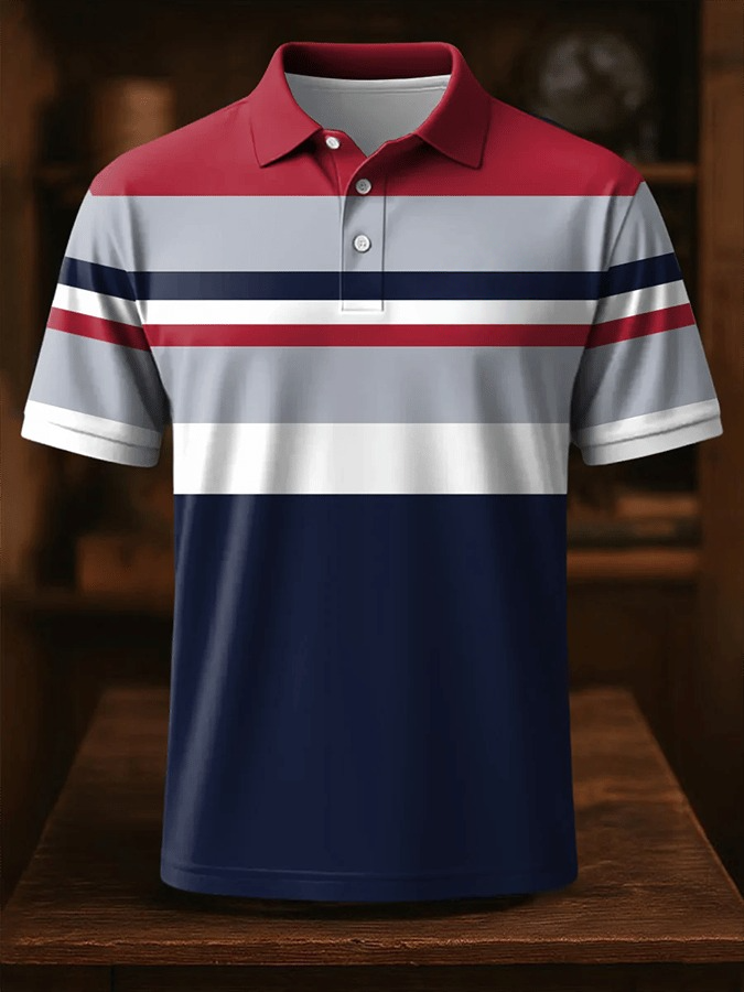 Men's Retro Business Design Printed Casual POLO Shirt