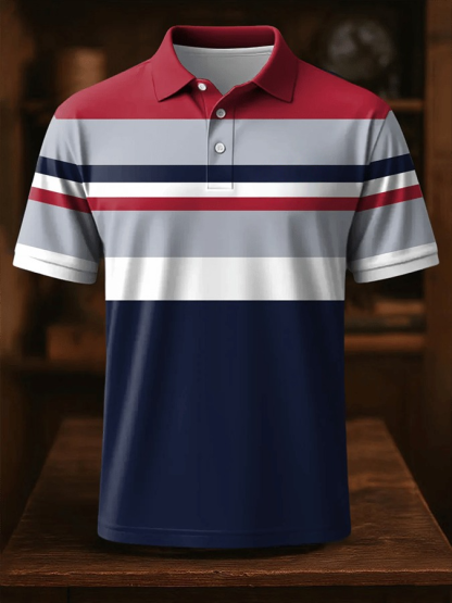 Men's Retro Business Design Printed Casual POLO Shirt
