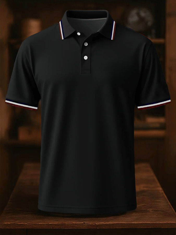 Men's Retro Business Design Printed Casual POLO Shirt