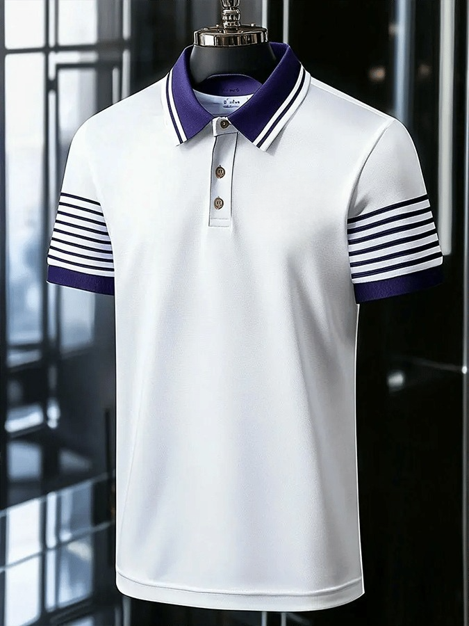 Men's Retro Business Design Printed Casual POLO Shirt