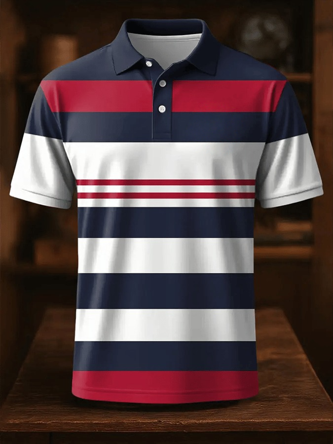 Men's Retro Business Design Printed Casual POLO Shirt