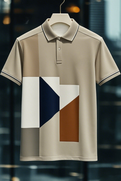 Men's Business Casual Button Short Sleeve Polo Shirt