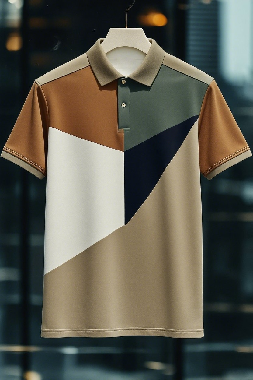 Men's Business Casual Button Short Sleeve Polo Shirt