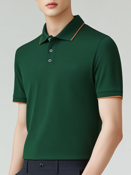 Men's Business Casual Button Short Sleeve Polo Shirt