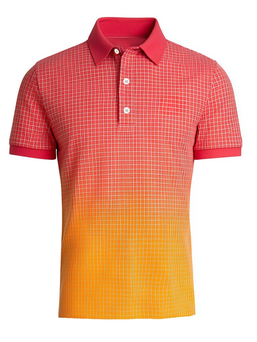 Men's Business Casual Button Short Sleeve Polo Shirt