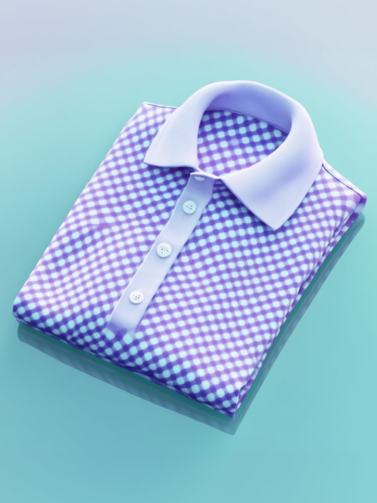 Men's Business Casual Plaid Button Short Sleeve Polo Shirt