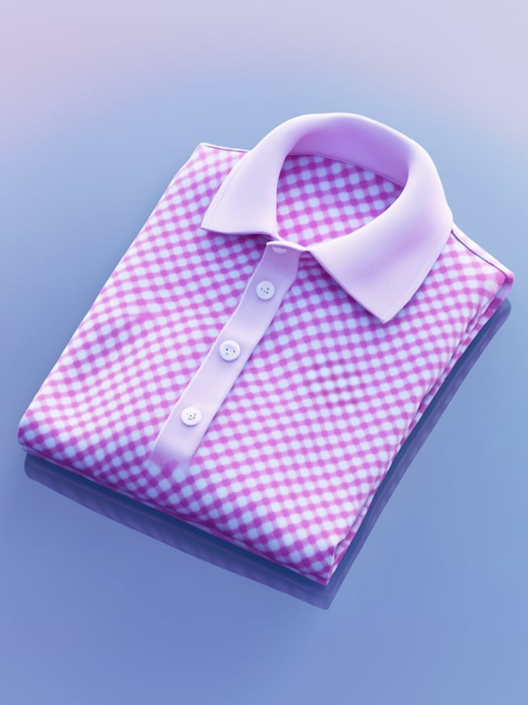 Men's Business Casual Plaid Button Short Sleeve Polo Shirt