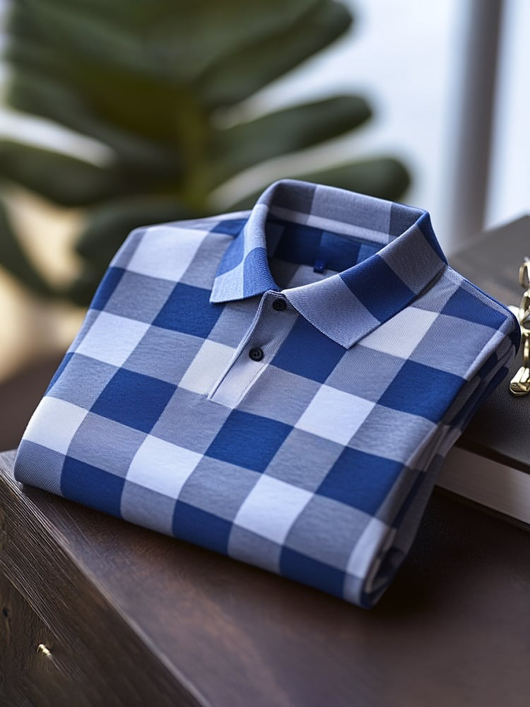 Men's Classic Business Logo Button Short Sleeve Polo Shirt