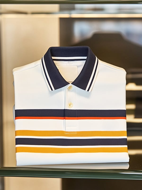 Men's Business Casual Plaid Logo Button Short Sleeve Polo Shirt