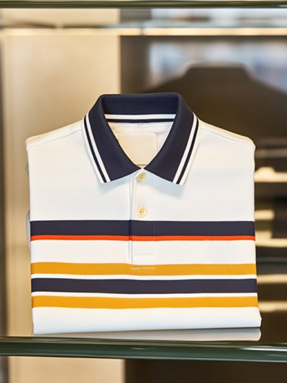 Men's Business Casual Plaid Button Short Sleeve Polo Shirt