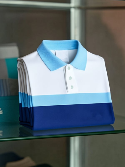 Men's Business Casual Plaid Button Short Sleeve Polo Shirt