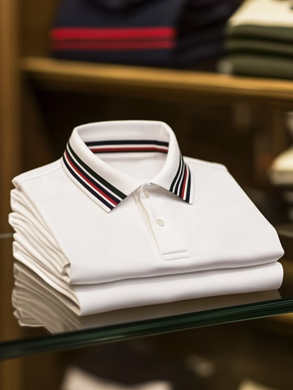 Men's Business Casual Plaid Logo Button Short Sleeve Polo Shirt