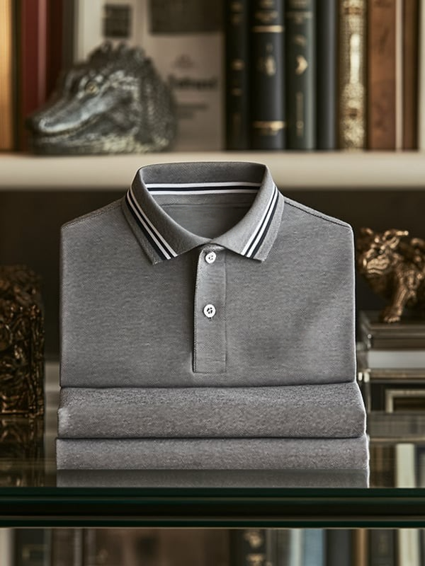 Men's Business Casual Plaid Button Short Sleeve Polo Shirt