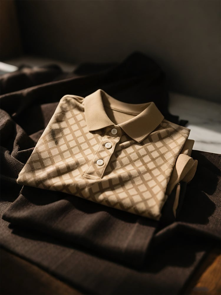 Men's Business Casual Button Short Sleeve Polo Shirt