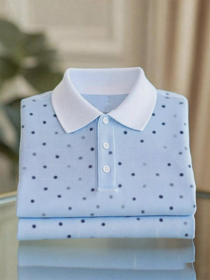 Men's Business Casual Button Short Sleeve Polo Shirt