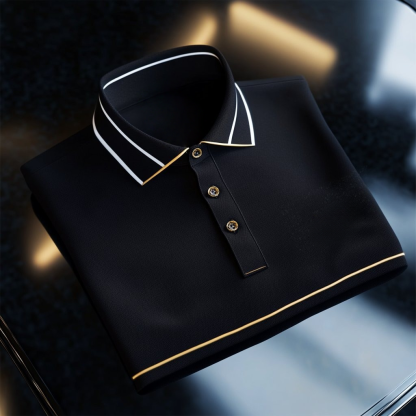 Men's Business Casual Button Short Sleeve Polo Shirt