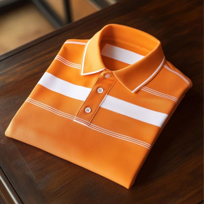 Men's Business Casual   Embroidered Button Short Sleeve Polo Shirt