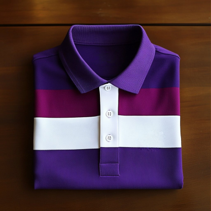 Men's Business Casual   Embroidered Button Short Sleeve Polo Shirt