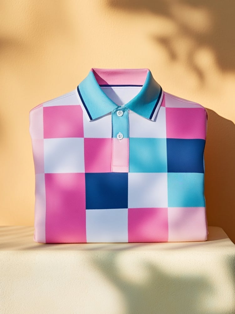 Men's Classic Business Logo Button Short Sleeve Polo Shirt