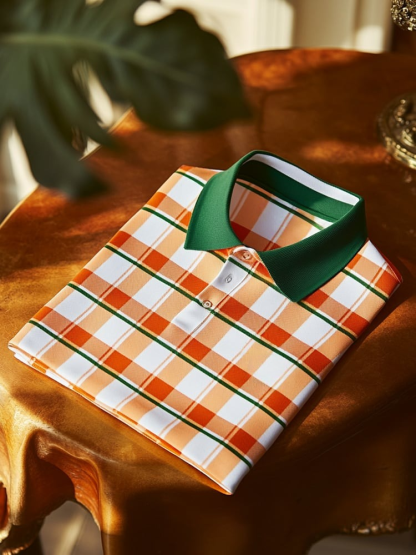 Men's Classic Business Logo Button Short Sleeve Polo Shirt