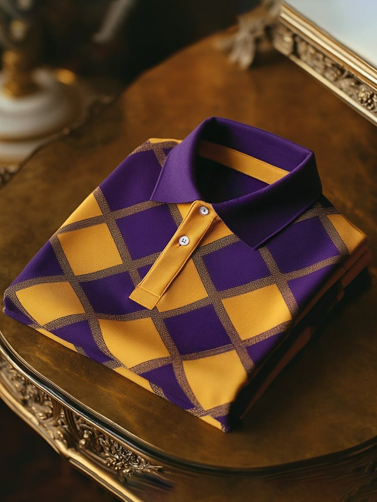 Men's Classic Business Logo Button Short Sleeve Polo Shirt