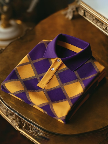 Men's Classic Business Logo Button Short Sleeve Polo Shirt