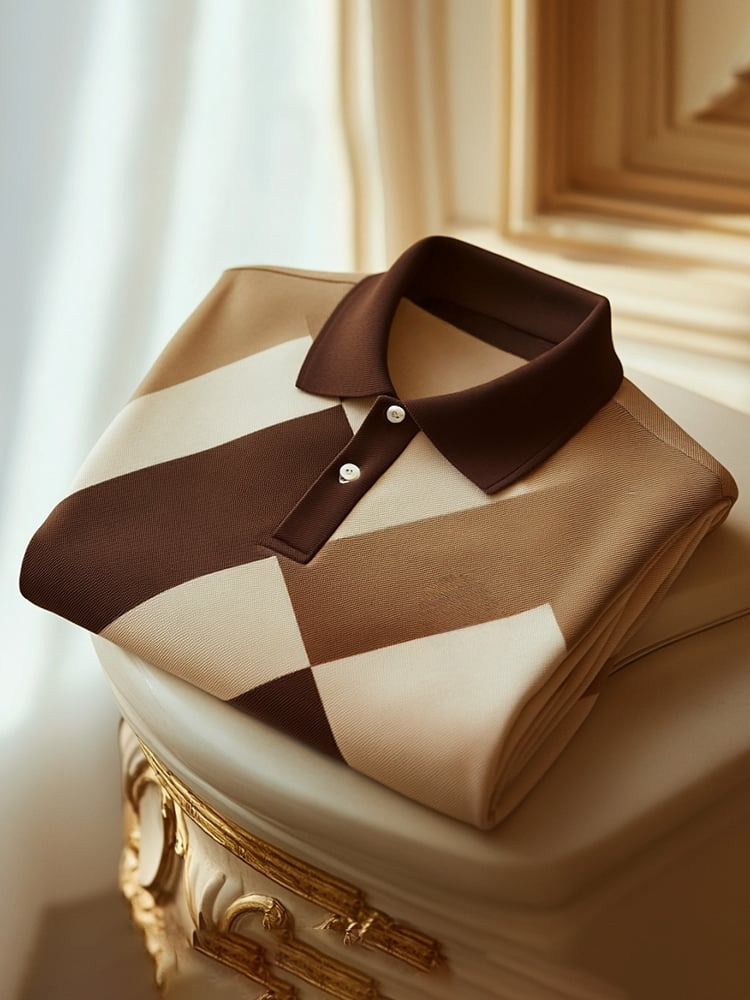 Men's Classic Business Logo Button Short Sleeve Polo Shirt