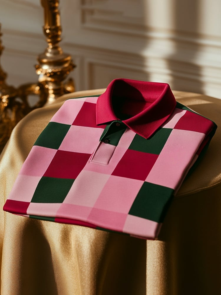 Men's Classic Business Logo Button Short Sleeve Polo Shirt