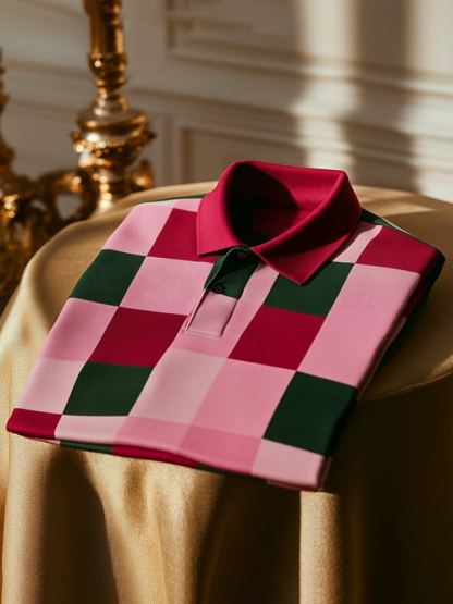 Men's Classic Business Logo Button Short Sleeve Polo Shirt