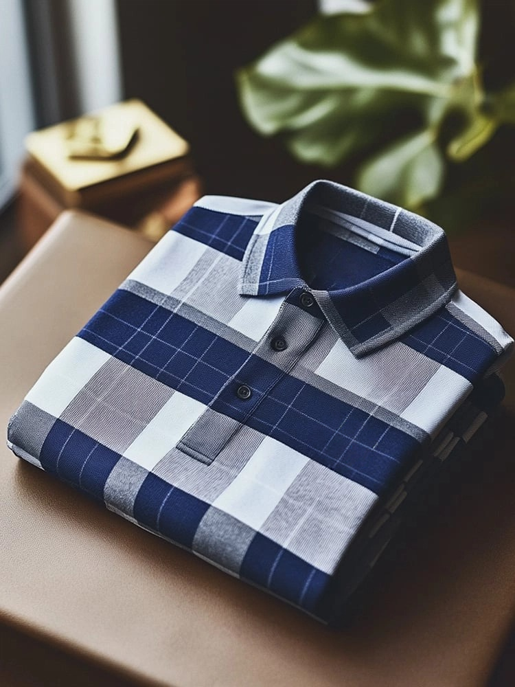 Men's Classic Business Logo Button Short Sleeve Polo Shirt