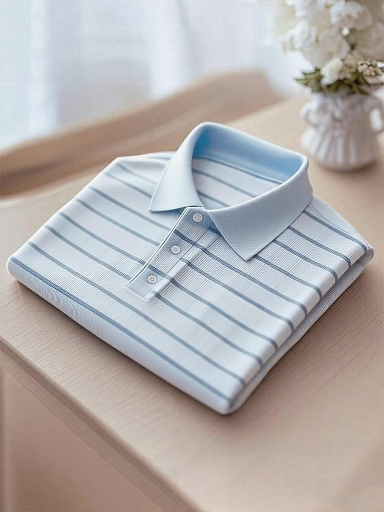 Men's Business Casual Logo Button Short Sleeve Polo Shirt
